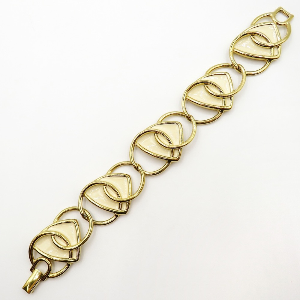Kunio Matsumoto Trifari TM vintage gold tone enamel chunky necklace & bracelet - Picture 11 of 16